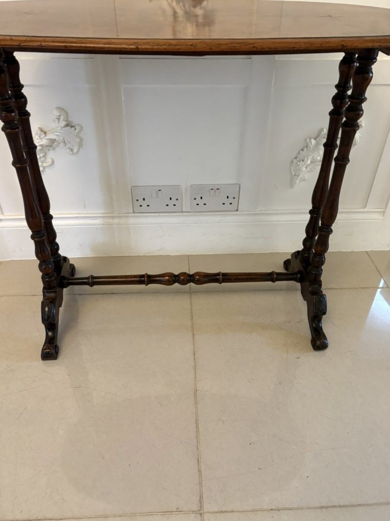 Antique Victorian Quality Burr Walnut Oval Centre/Lamp Table - Image 7